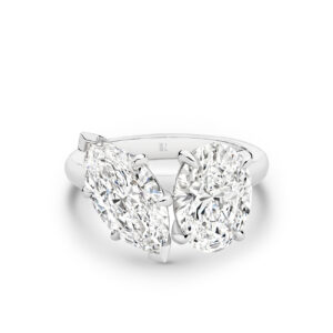 Harmony Marquise and Oval Lab Diamond Toi Et Moi Large Ring in 18K White Gold