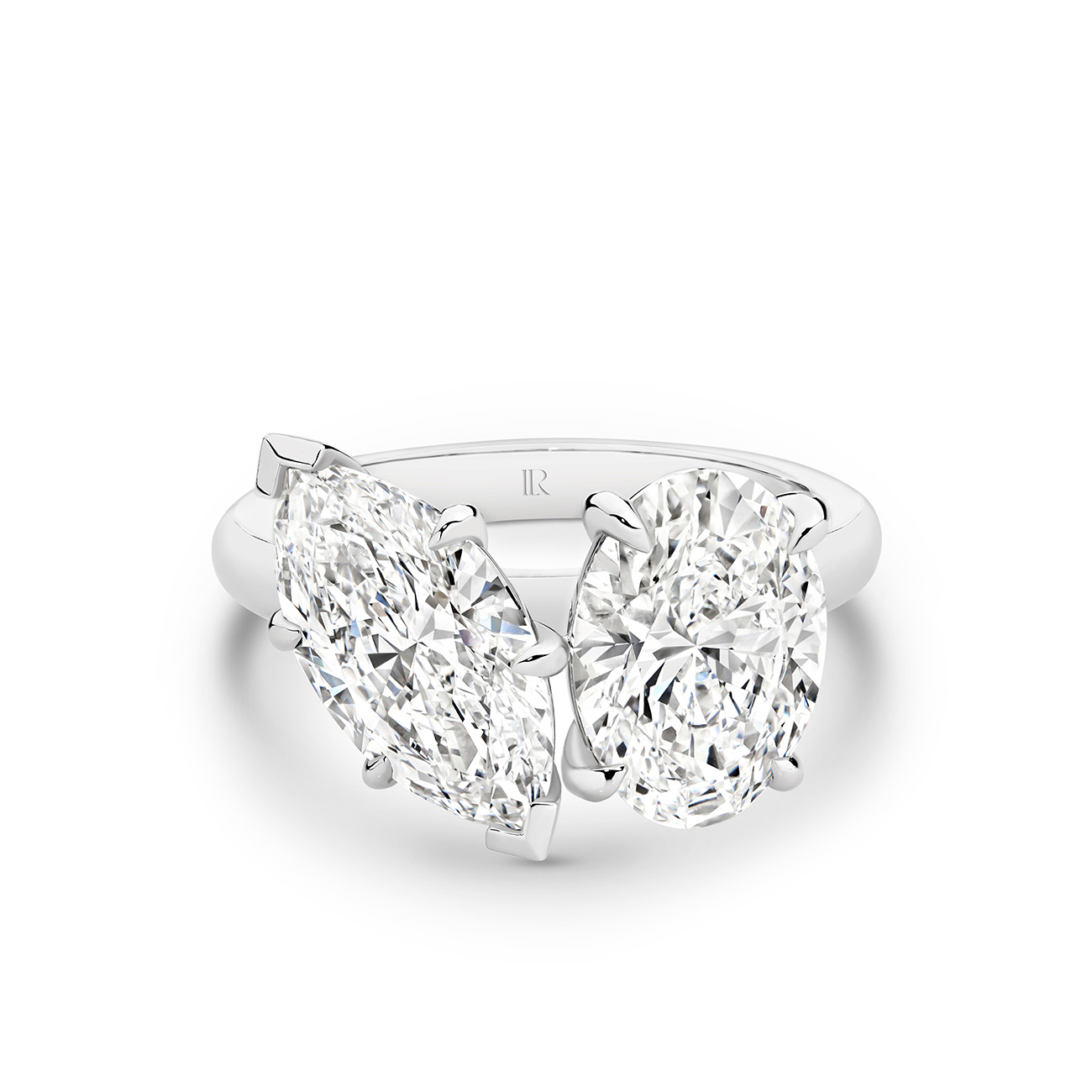 Harmony Marquise &#038; Oval Lab Diamond Toi Et Moi Large Ring in 18K White Gold