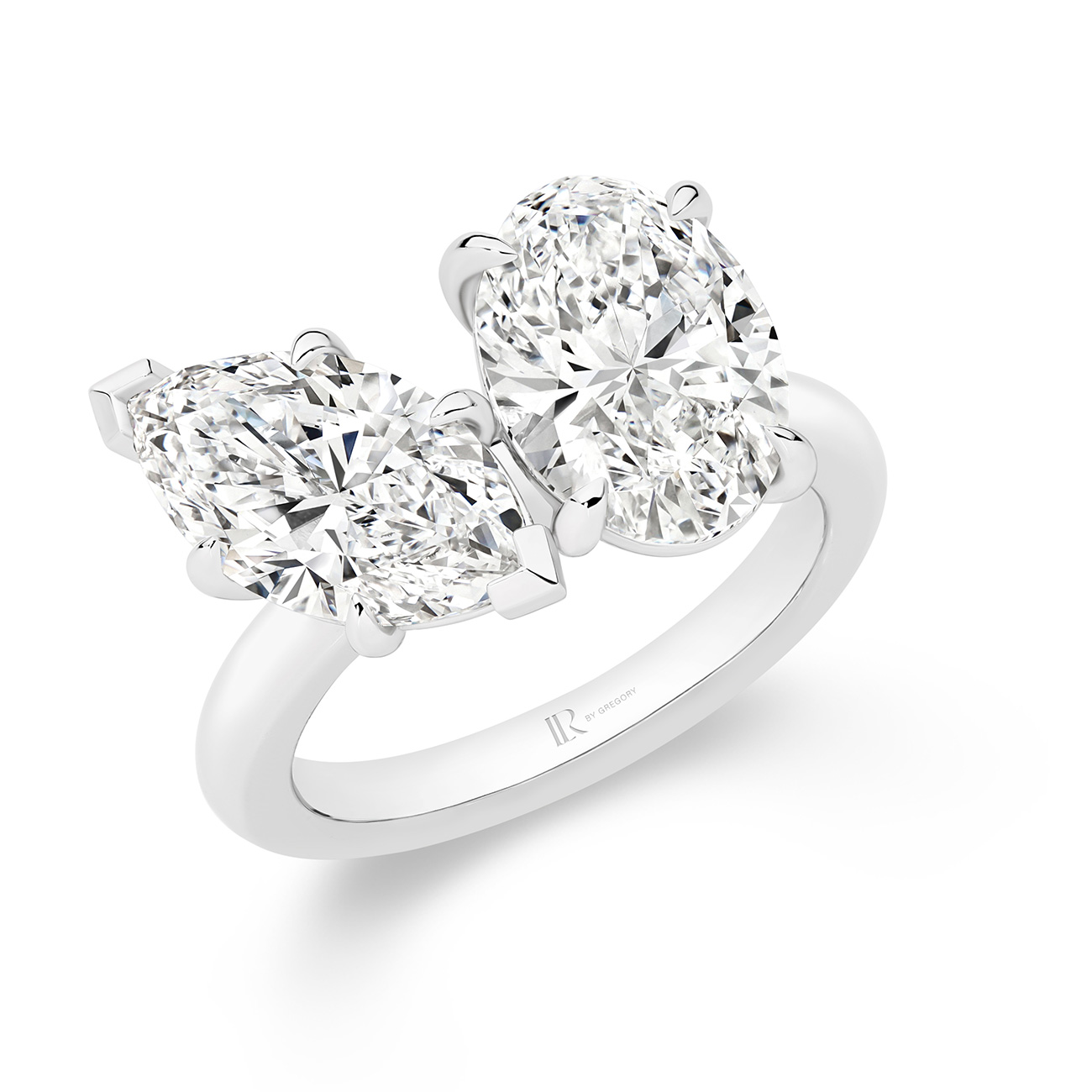 Harmony Marquise &#038; Oval Lab Diamond Toi Et Moi Large Ring in 18K White Gold