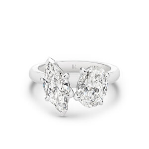 Harmony Marquise and Oval Lab Diamond Toi Et Moi Small Ring in 18K White Gold