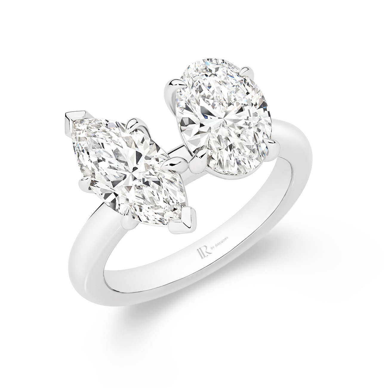 Harmony Marquise &#038; Oval Lab Diamond Toi Et Moi Small Ring in 18K White Gold
