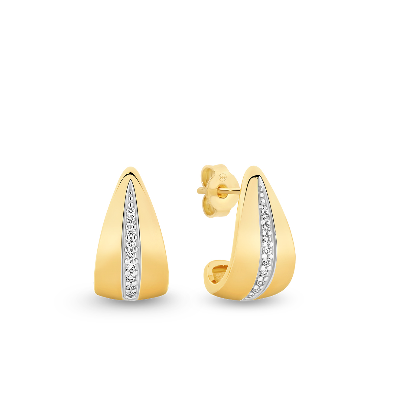 Tapered Diamond Huggie Earrings in 18K Yellow Gold