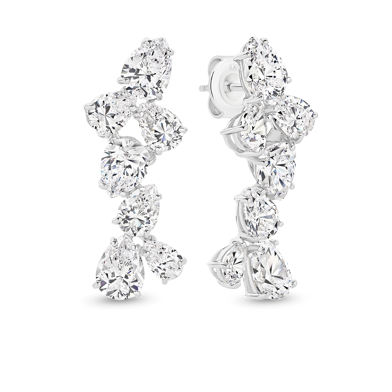 Cubic Zirconia Silver Fancy Pear Drop Alice Earrings