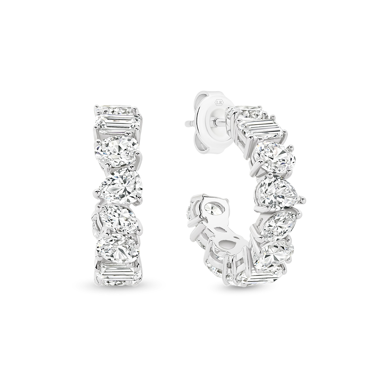Cubic Zirconia Silver Fancy Shape Hoop Clara Earrings