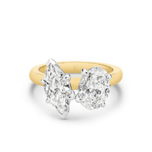 Harmony Marquise and Oval Lab Diamond Toi Et Moi Small Ring in 18K Yellow & White Gold