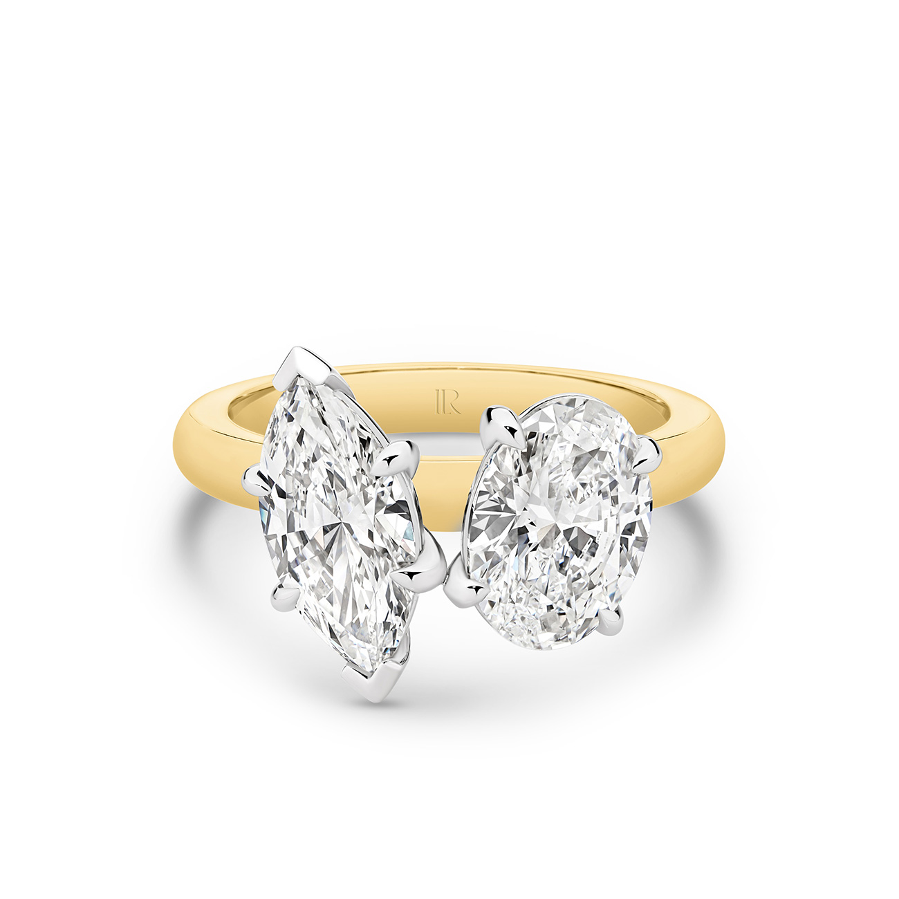 Harmony Marquise &#038; Oval Lab Diamond Toi Et Moi Small Ring in 18K Yellow &#038; White Gold