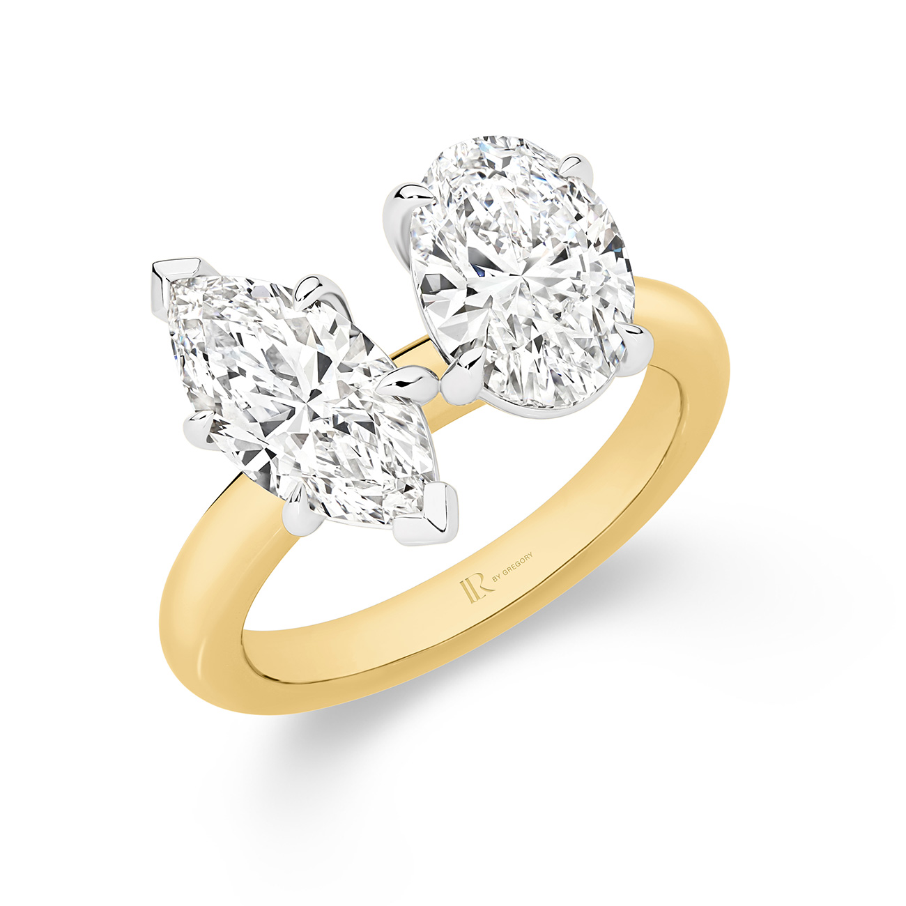 Harmony Marquise &#038; Oval Lab Diamond Toi Et Moi Small Ring in 18K Yellow &#038; White Gold