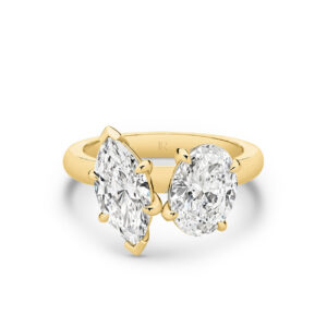 Harmony Marquise and Oval Lab Diamond Toi Et Moi Small Ring in 18K Yellow Gold
