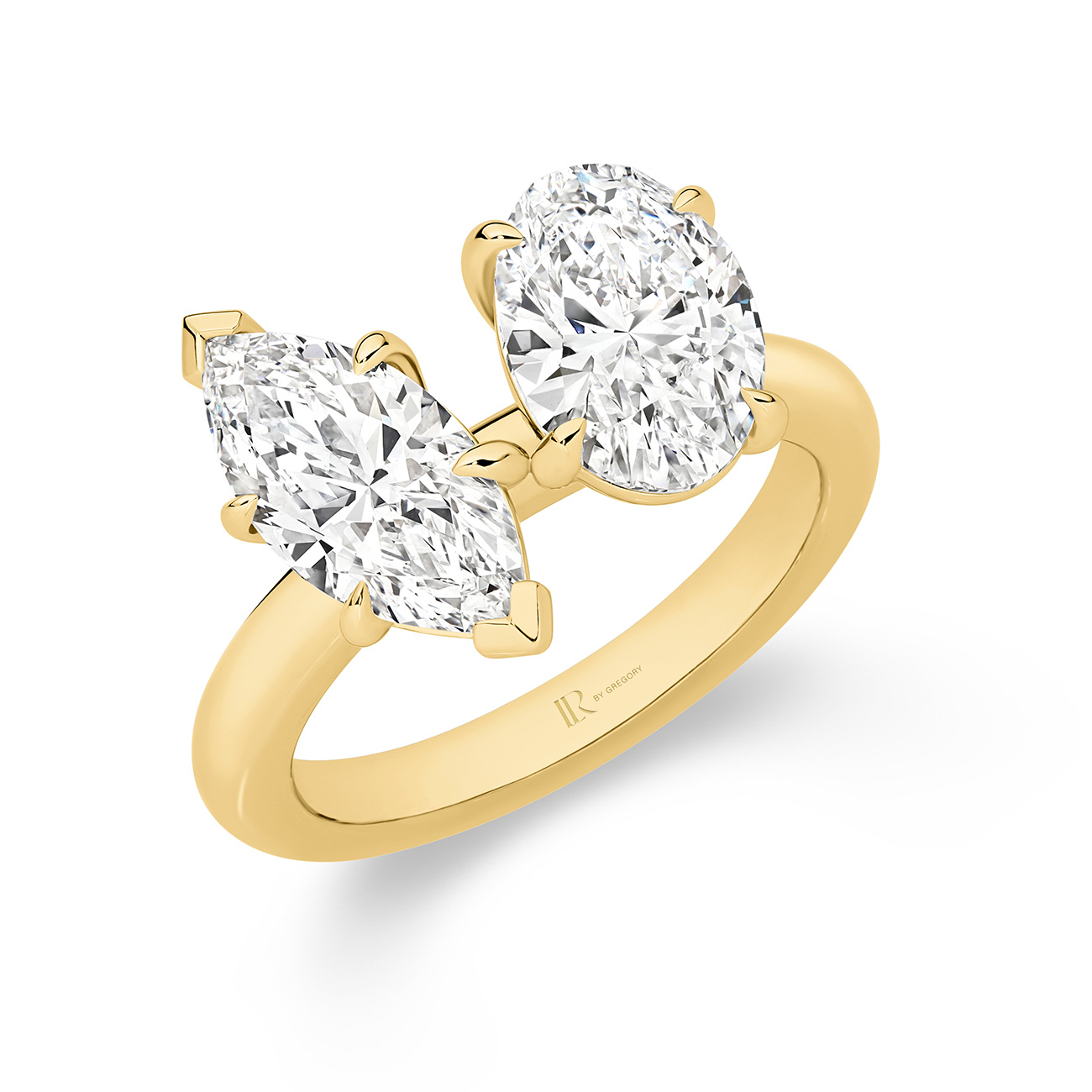 Harmony Marquise &#038; Oval Lab Diamond Toi Et Moi Small Ring in 18K Yellow Gold