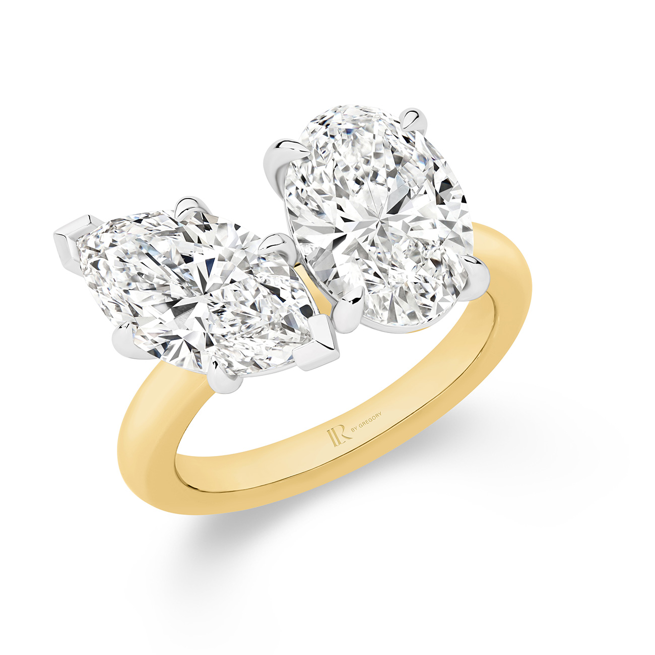 Harmony Marquise &#038; Oval Lab Diamond Toi Et Moi Large Ring in 18K Yellow &#038; White Gold
