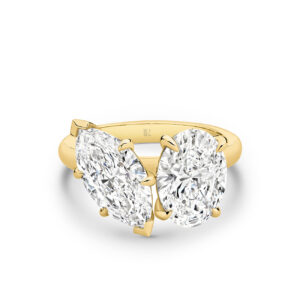 Harmony Marquise and Oval Lab Diamond Toi Et Moi Large Ring in 18K Yellow Gold