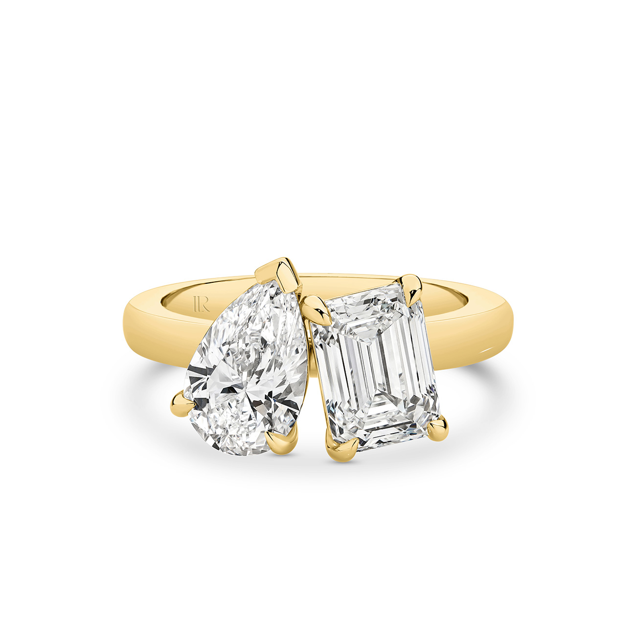 Harmony Pear &#038; Emerald Lab Diamond Toi Et Moi Small Ring in 18K Yellow Gold