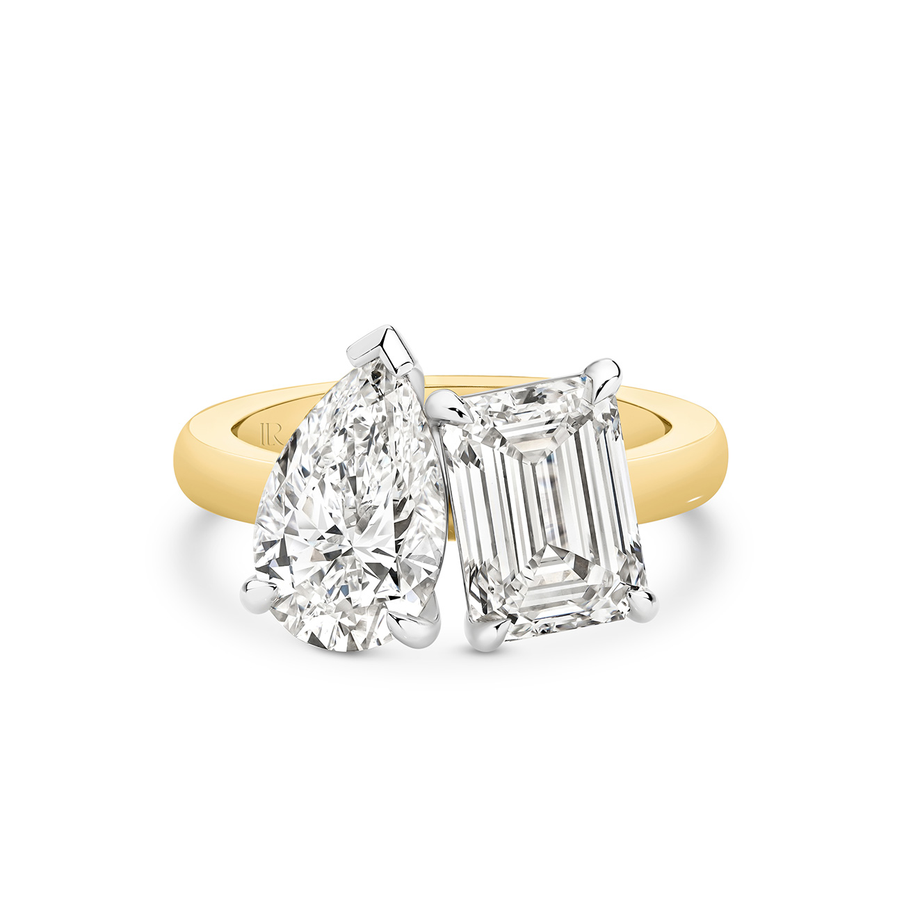 Harmony Pear &#038; Emerald Lab Diamond Toi Et Moi Large Ring in 18K Yellow &#038; White Gold