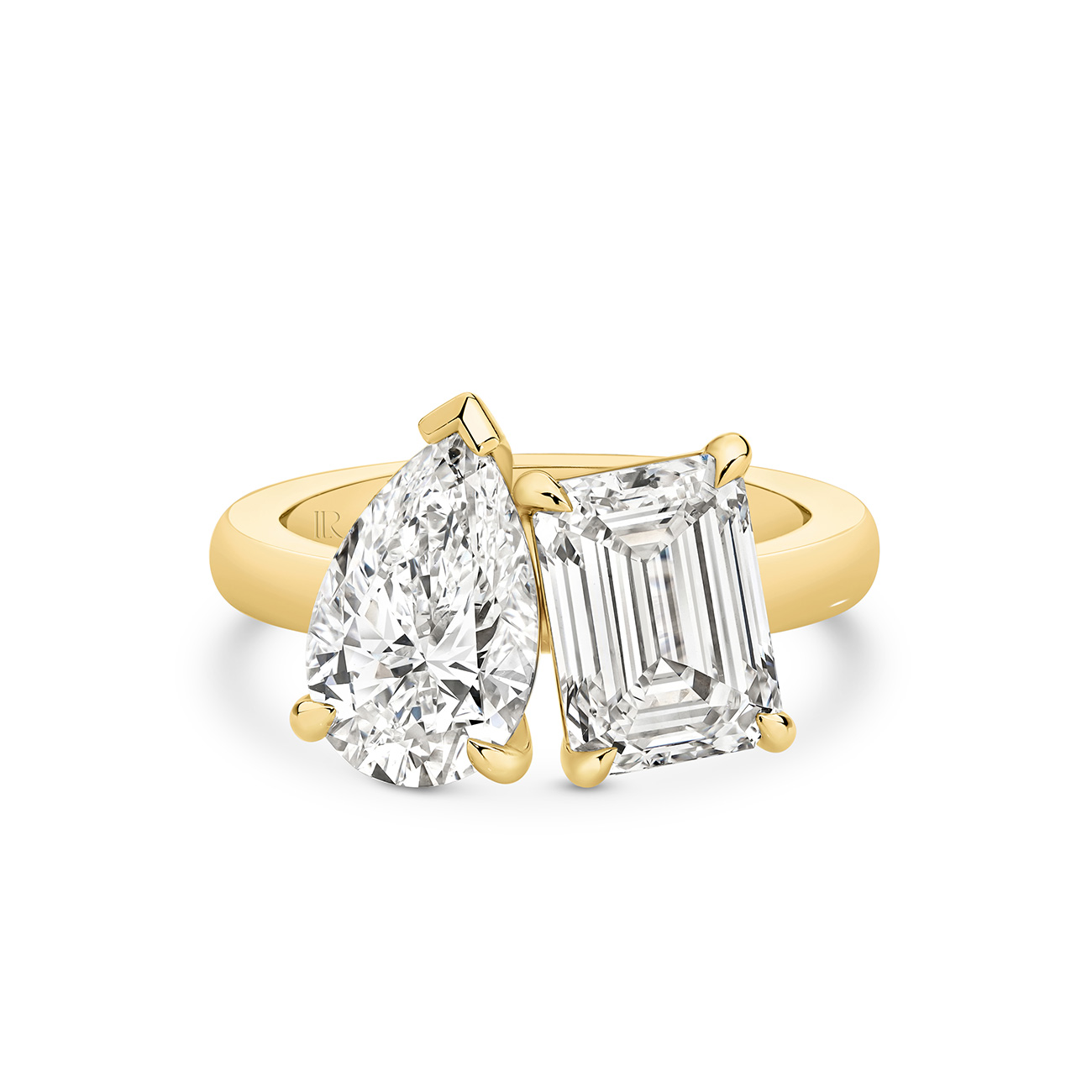 Harmony Pear &#038; Emerald Lab Diamond Toi Et Moi Large Ring in 18K Yellow Gold