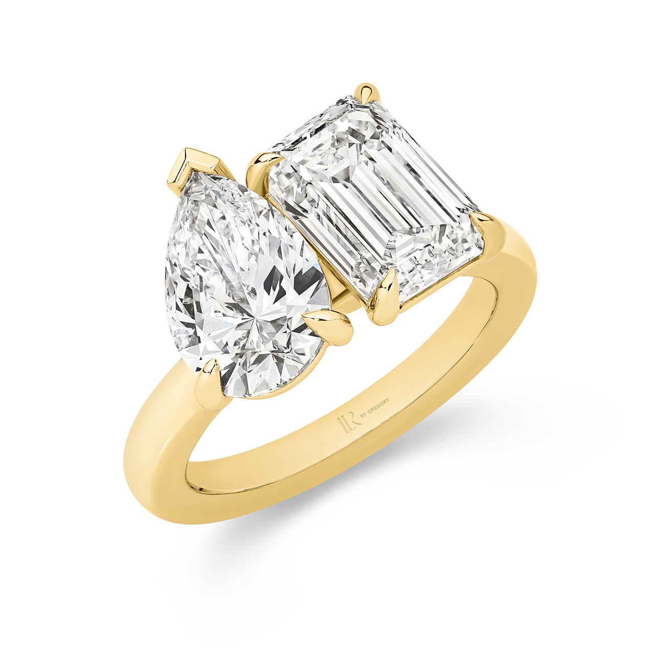 Harmony Pear &#038; Emerald Lab Diamond Toi Et Moi Large Ring in 18K Yellow Gold