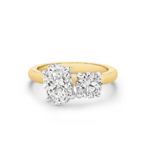 Harmony Oval and Round Lab Diamond Toi Et Moi Small Ring in 18K Yellow and White Gold