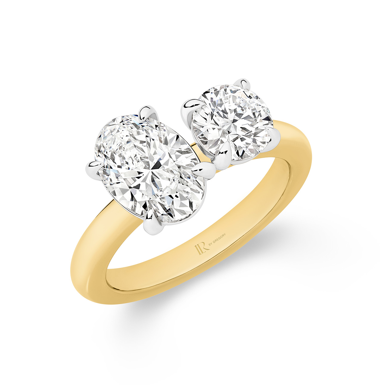 Harmony Oval &#038; Round Lab Diamond Toi Et Moi Small Ring in 18K Yellow &#038; White Gold