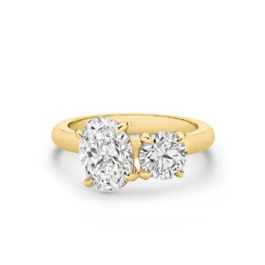 Harmony Oval and Round Lab Diamond Toi Et Moi Small Ring in 18K Yellow Gold