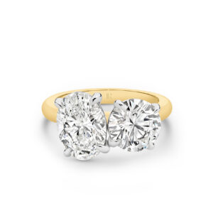 Harmony Oval and Round Lab Diamond Toi Et Moi Large Ring in 18K Yellow and White Gold