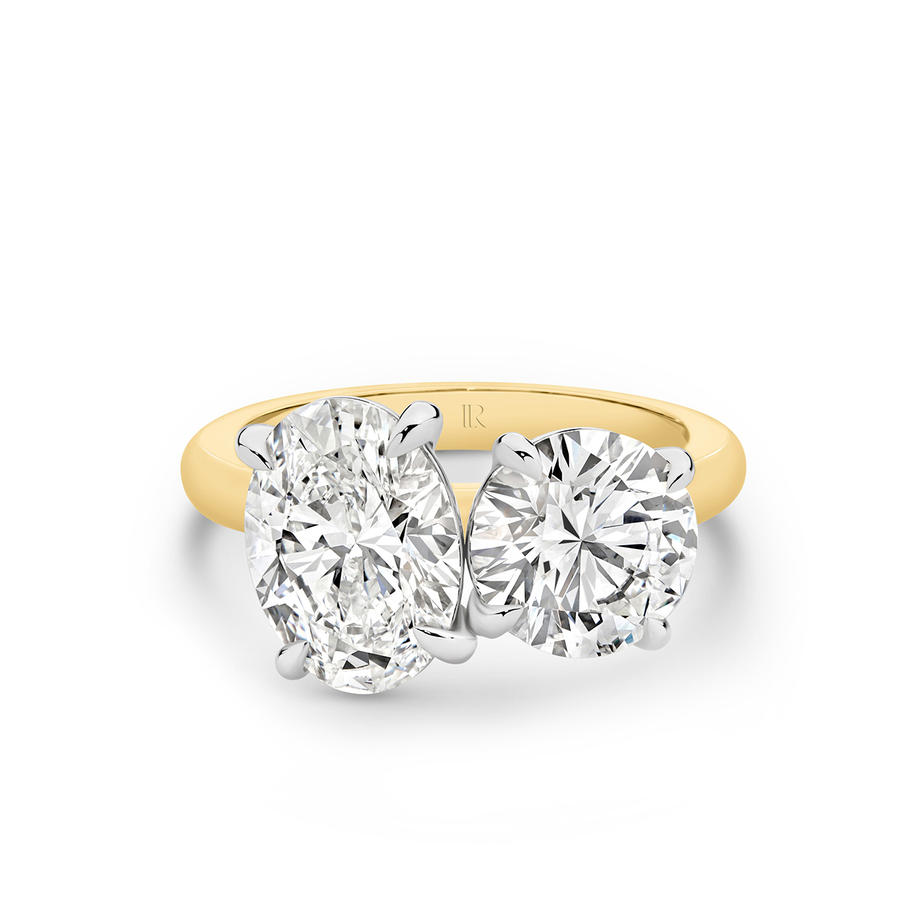 Harmony Oval &#038; Round Lab Diamond Toi Et Moi Large Ring in 18K Yellow &#038; White Gold