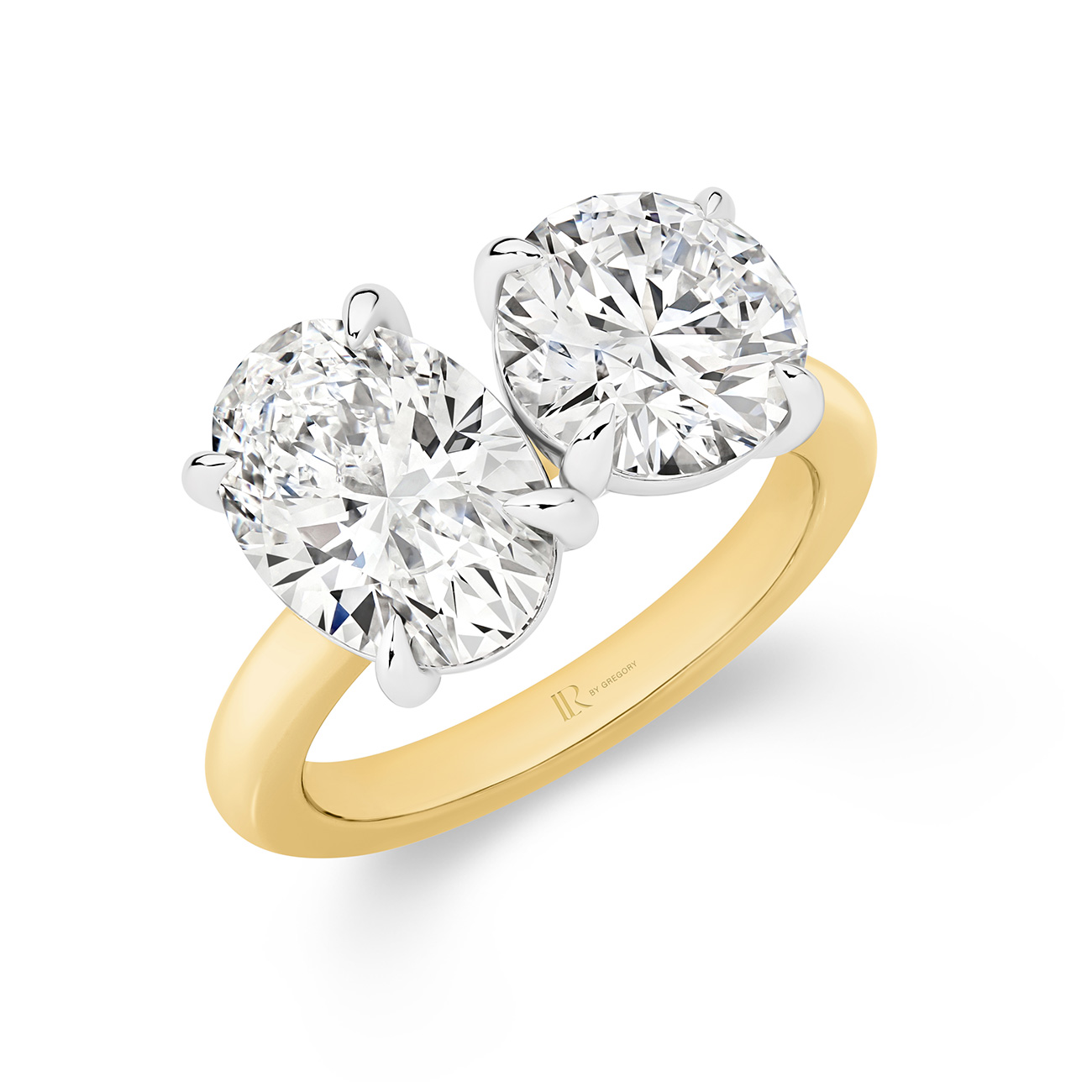 Harmony Oval &#038; Round Lab Diamond Toi Et Moi Large Ring in 18K Yellow &#038; White Gold