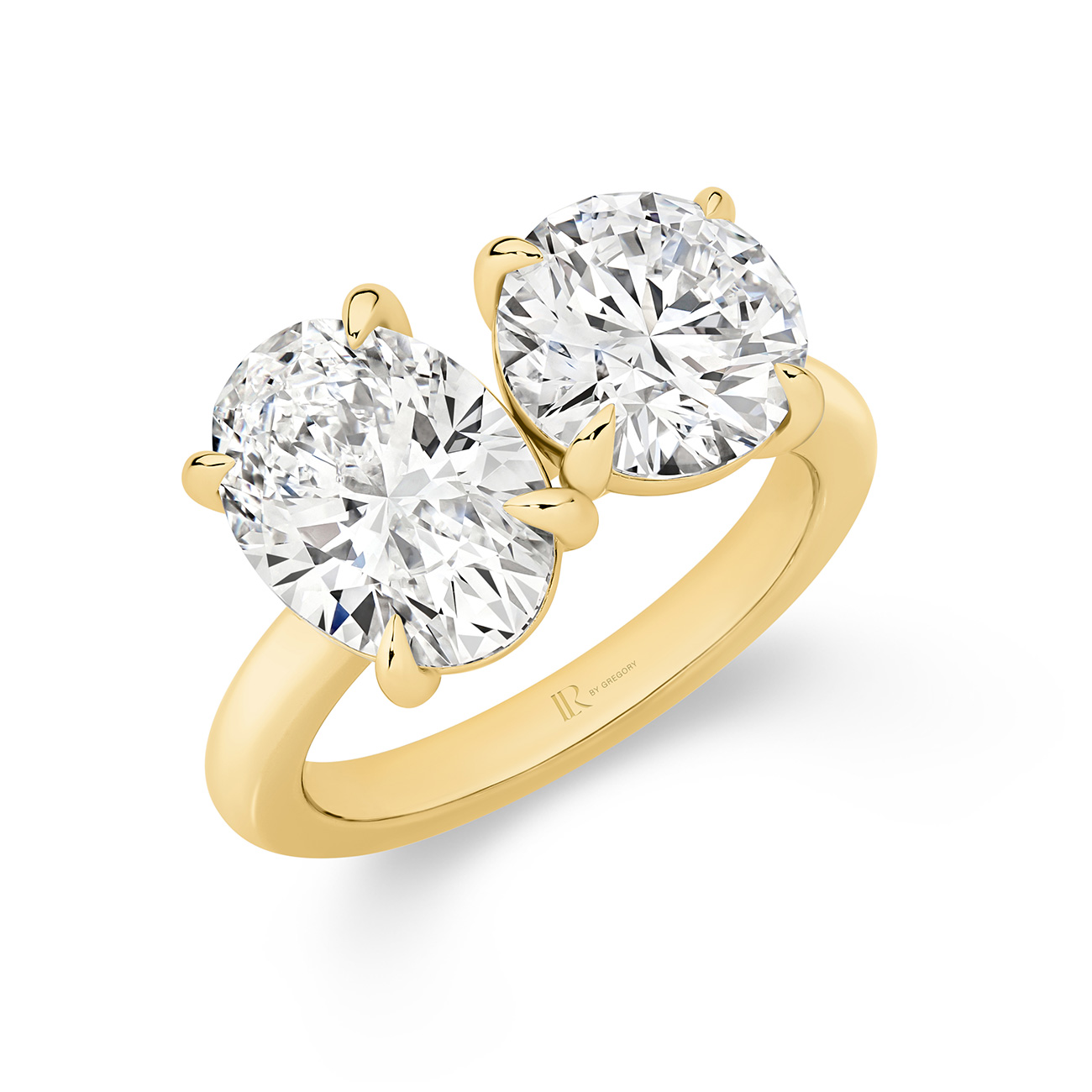 Harmony Oval &#038; Round Lab Diamond Toi Et Moi Large Ring in 18K Yellow Gold