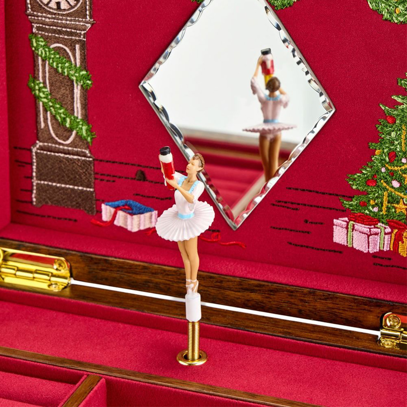 Wolf Ballet Musical Jewellery Box – Elegant Pink Keepsake Wolf Ballet Musical Jewellery Box with twirling ballerina and pink finish