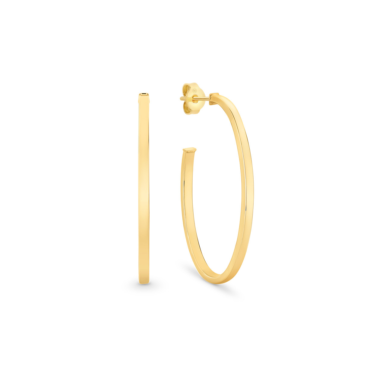 Squared Tube 3/4 Hoop Earrings in 9K Yellow Gold