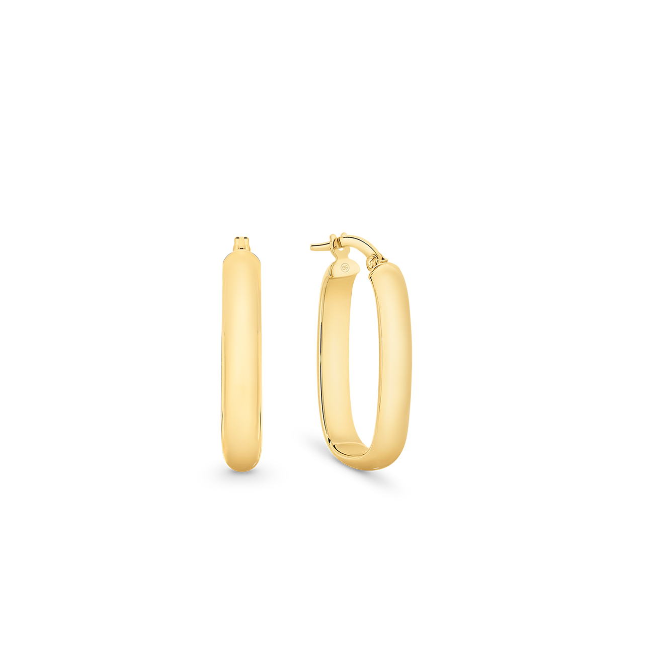 Rectangle Half-Round Tube Hoop Earrings in 9K Yellow Gold