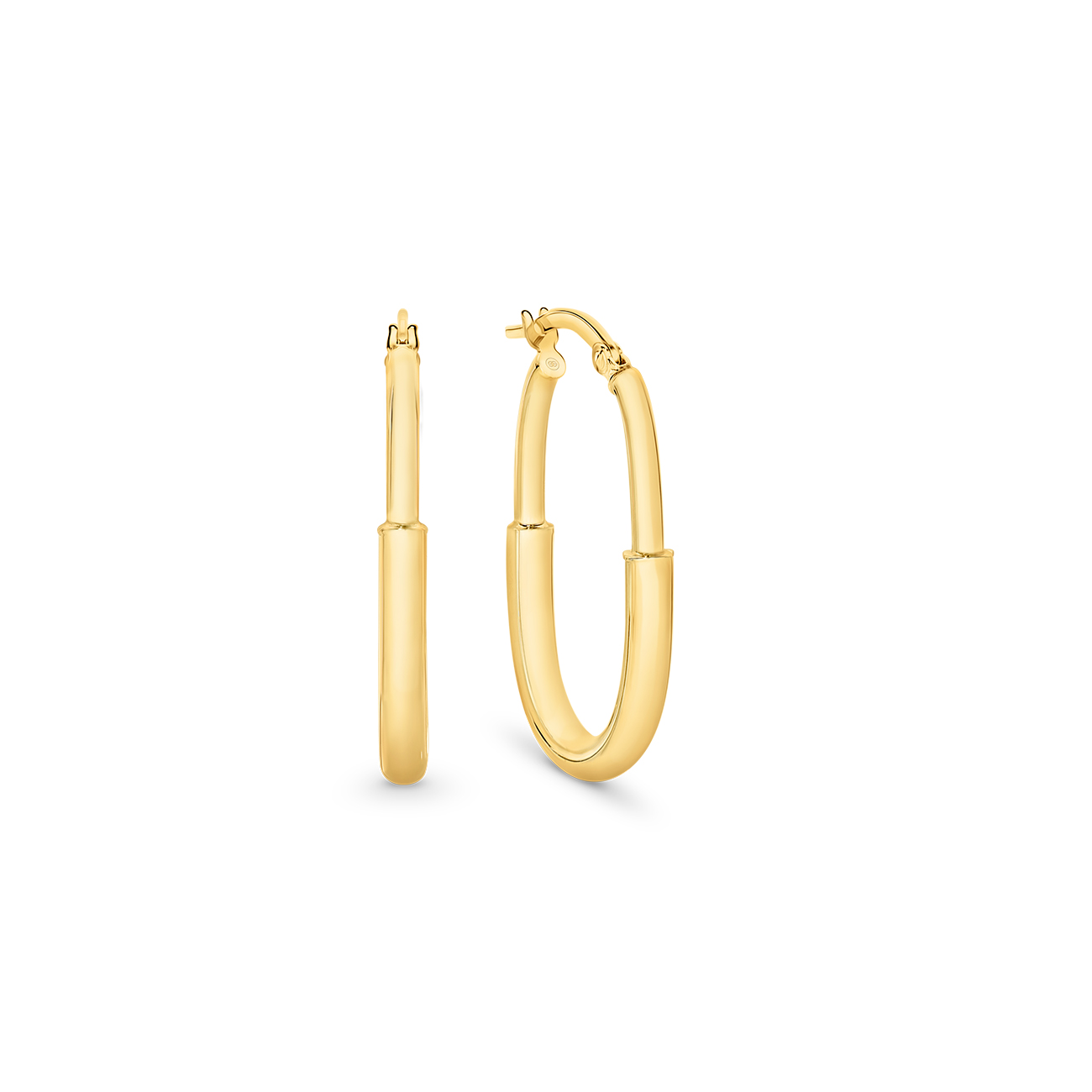 Oval Rounded Tube Hoop Earrings in 9K Yellow Gold