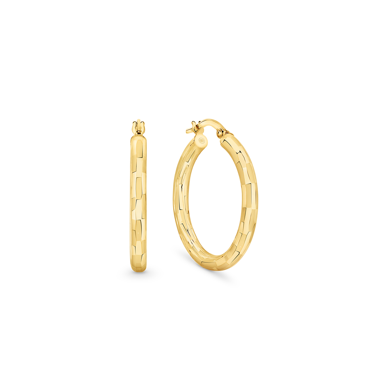 Small Diamond-Cut Tube Hoop Earrings in 9K Yellow Gold