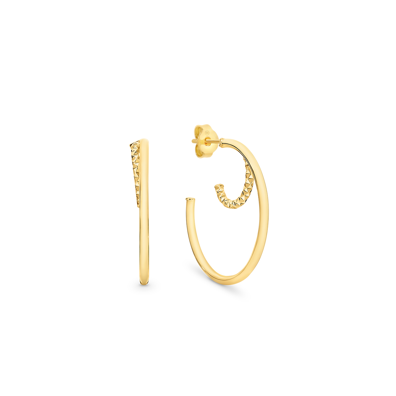 Small Double Hoop Tube Earrings in 9K Yellow Gold