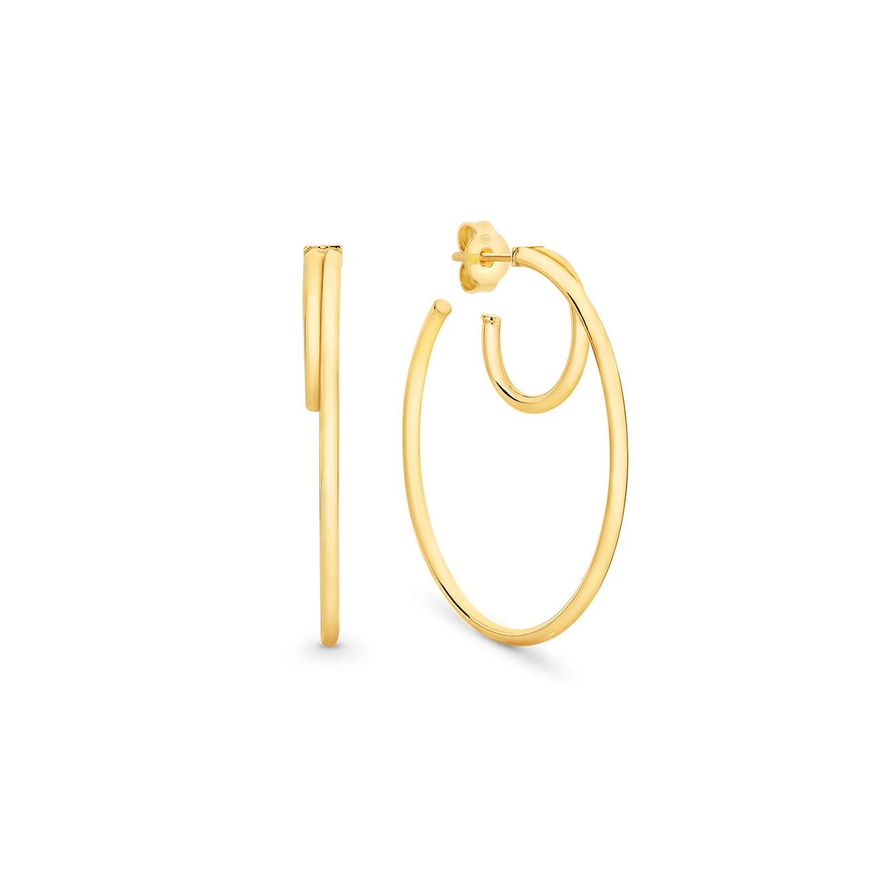 Large Double Hoop Tube Earrings in 9K Yellow Gold