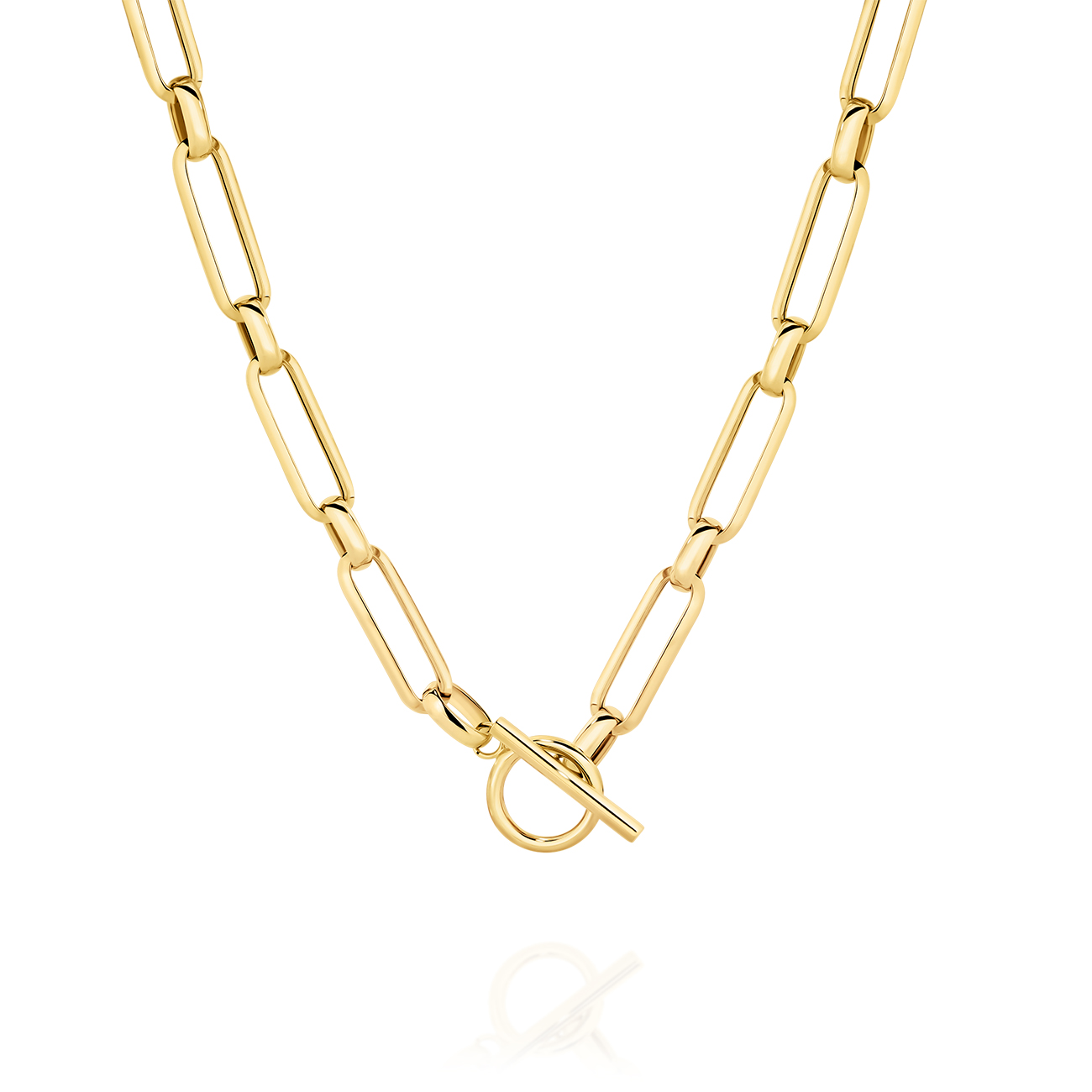 Oval Link Tube Necklace in 9K Yellow Gold