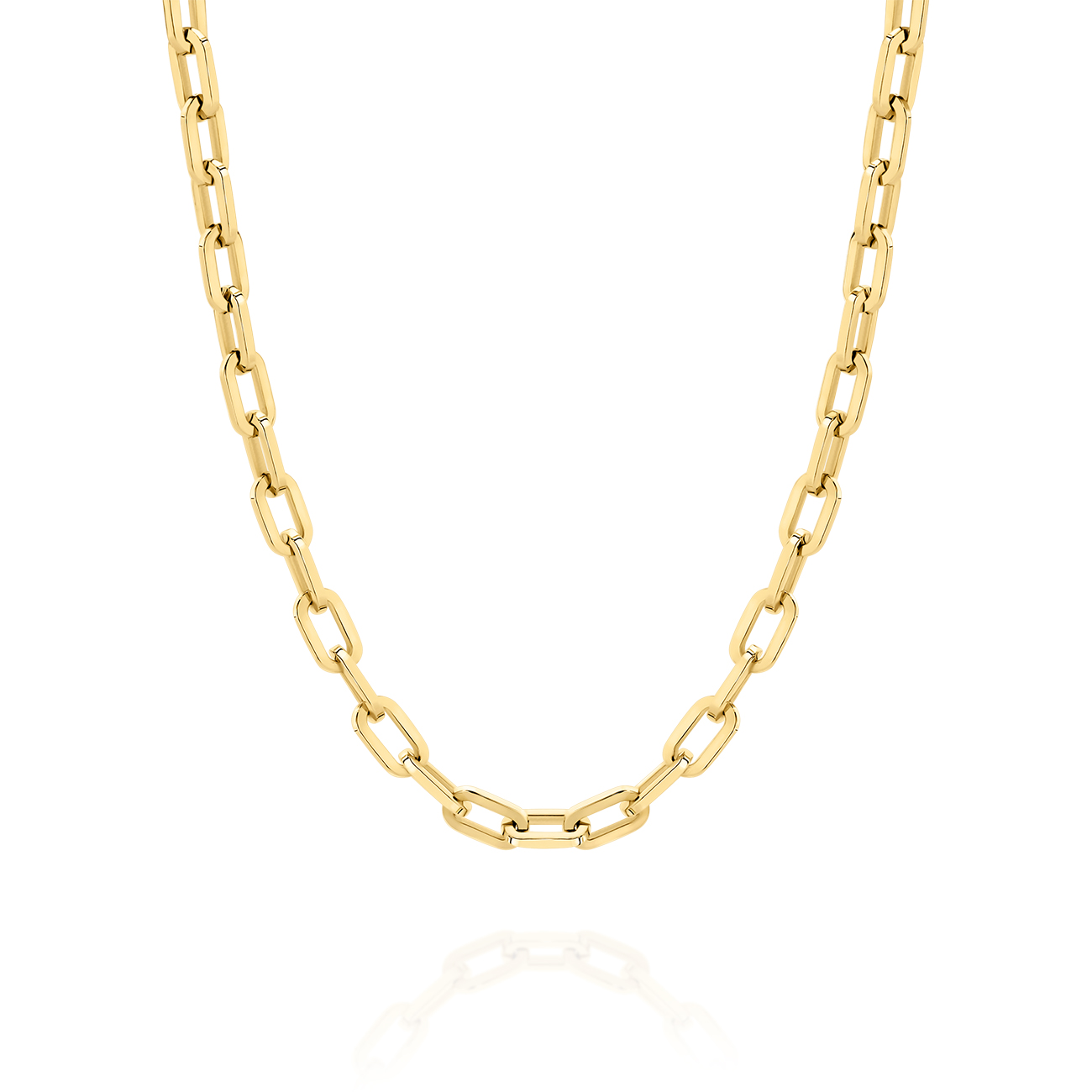 Squared Link Tube Necklace in 9K Yellow Gold