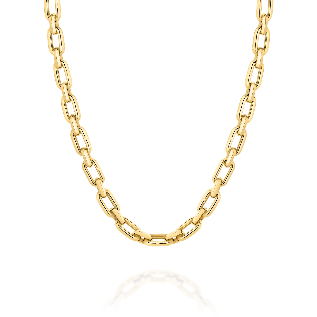 Rectangular Link Tube Necklace in 9K Yellow Gold