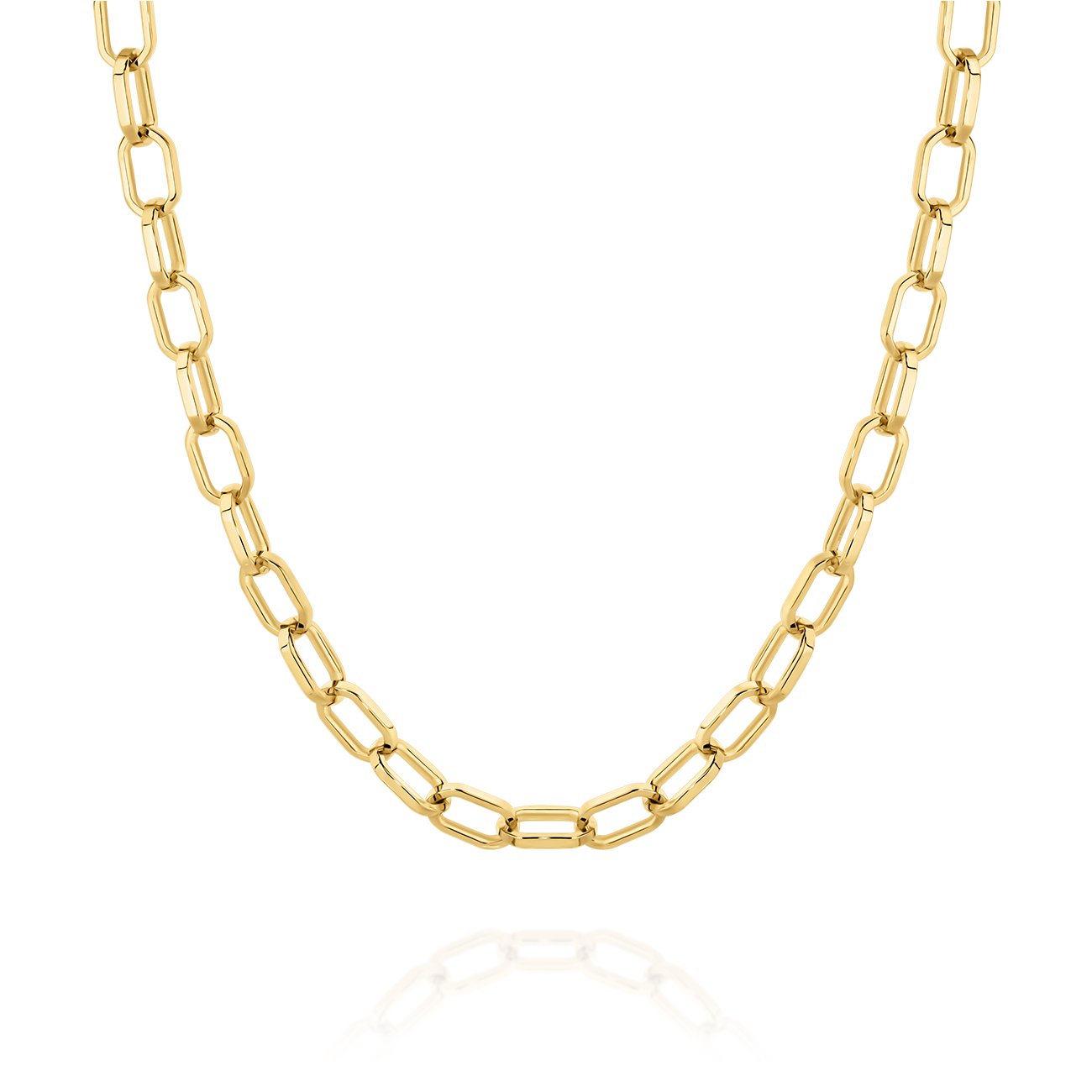 Squared Link Tube Necklace in 9K Yellow Gold