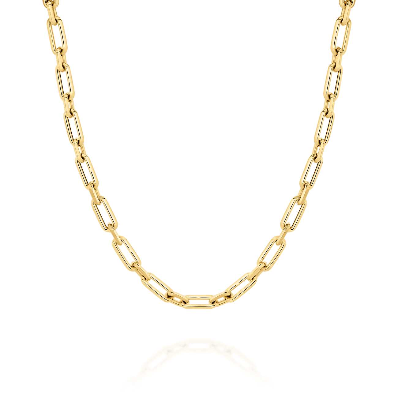 Rectangular Link Tube Necklace in 9K Yellow Gold