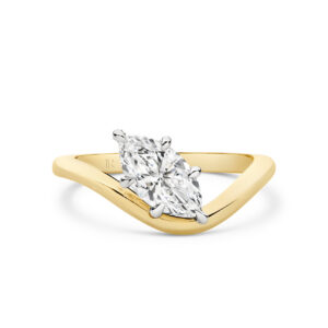Luna Marquise Lab Diamond Organic Ring in 18K Yellow & White Gold