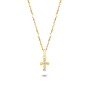 18K Yellow Gold Cut‑Claw Diamond Cross Pendant Petite (L691‑YG)