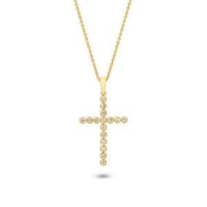 18K Yellow Gold Cut‑Claw Diamond Cross Pendant – Large (Model L694‑YG‑2020267)