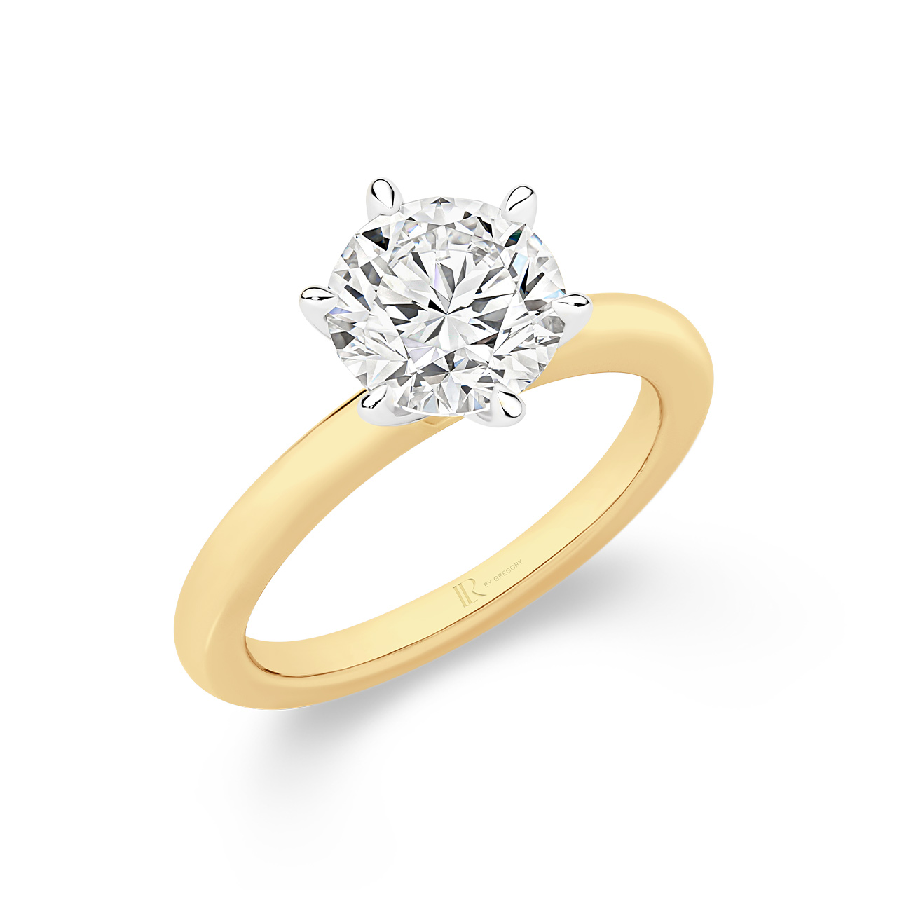 2ct Legacy Round Brilliant Lab Diamond Solitaire Ring in 18K Yellow &#038; White Gold