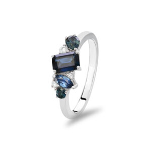 Sapphire Dreams Kyra Ring SDD-EMDSWM001 in 18k white gold with natural Australian blue sapphires