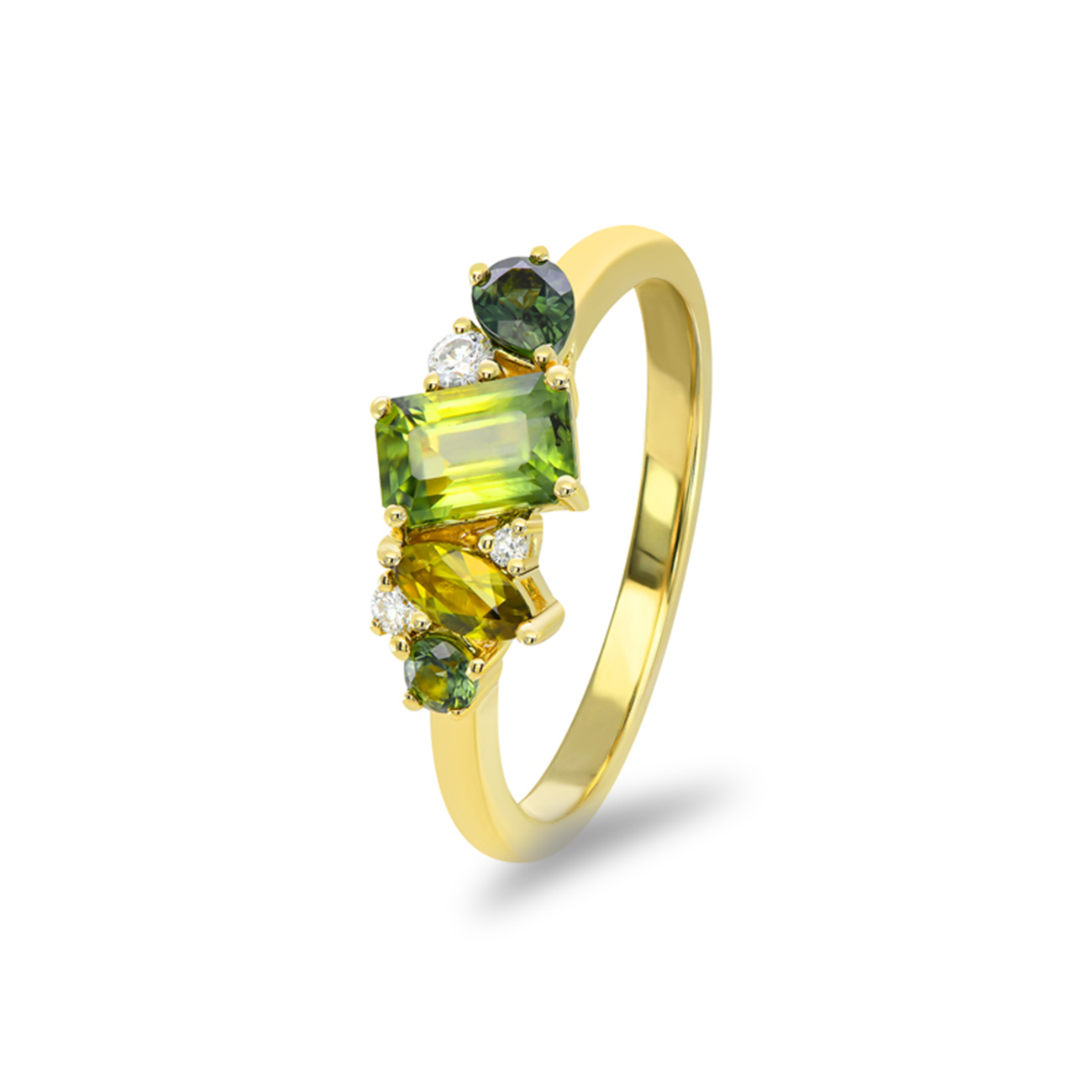 Yellow &#038; Green Australian Sapphire Kyra Ring