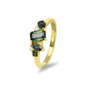Sapphire Dreams Kyra Ring SDD-EMDSYM005 in 18k yellow gold with natural Australian teal sapphires