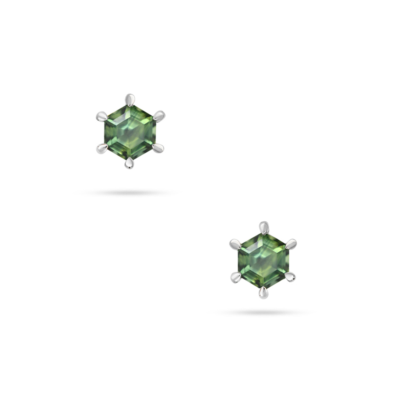 Teal Australian Sapphire Melba Hexagon Earrings