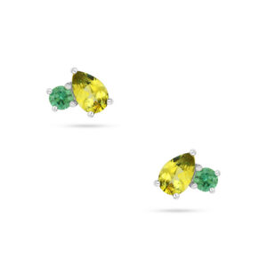 Yellow & Teal Australian Sapphire Toi Et Moi Earrings