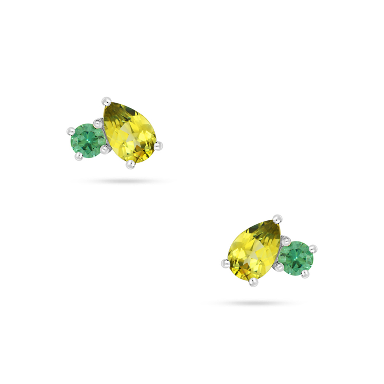 Yellow &#038; Teal Australian Sapphire Toi Et Moi Earrings