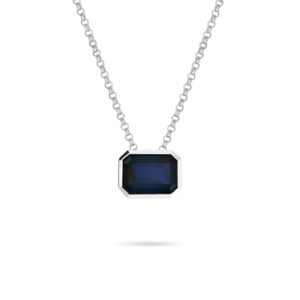 Sapphire Dreams Adelia Emerald Necklace with 1.31ct Blue Sapphire in 9ct White Gold