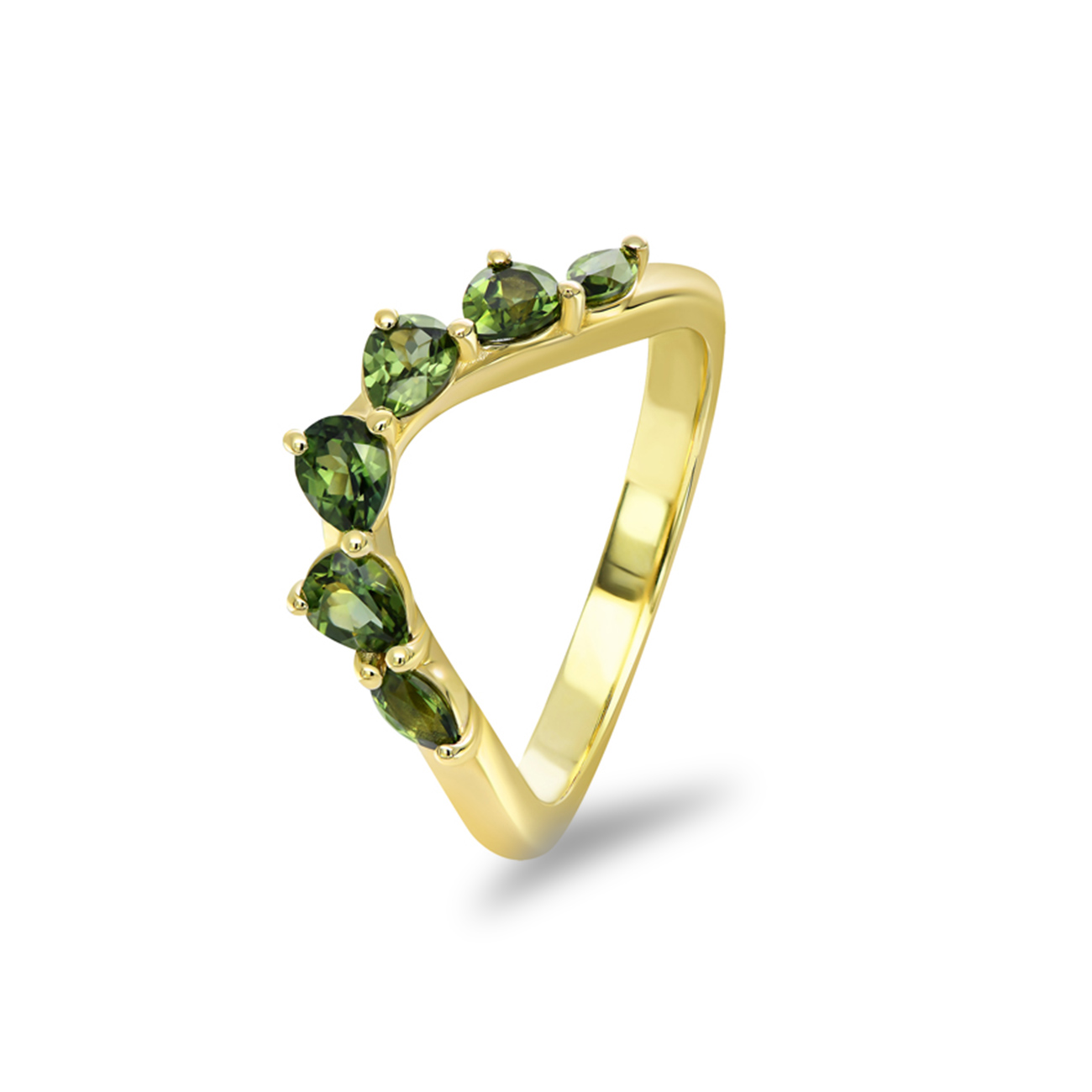 Teal Australian Sapphire Pear Enya Wedder Ring